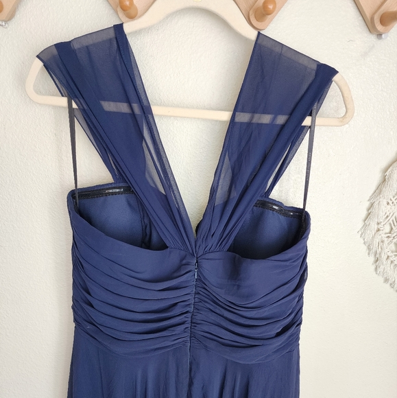 Dessy Collection Off-The-Shoulder Draped Chiffon Maxi Dress - Picture 6 of 11